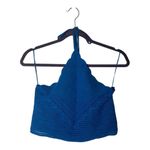 Mango Blue Crochet Halter Crop Top Size S Boho Knit Festival Tank Photo 1