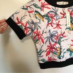 Tbags Los Angeles T-Bags Los Angeles Cropped Short Sleeve Sweatshirt Floral Lizards New XS Photo 1