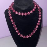 Vintage Silk Beaded Necklace Pink Purple Retro Photo 0