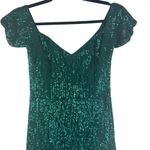 Abyss By Abby Boston Gown Green Sequins Off Shoulder Long Train Pageant Small S Photo 2