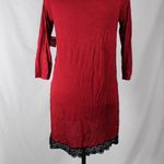 Charlotte Russe NWT Red Burgundy 3/4 Length High-Low Top with Black Lace Crochet Trim – Size Med Photo 3