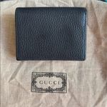 Gucci Marmont Black Leather Wallet with Gold Bow Logo and floral lining Photo 1
