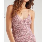 7 For All Mankind  Seamed Chiffon Slip Dress in Rose Leopard Pink | Size Large Photo 3
