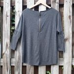 ZARA  Grey Top Back Zip Faux Leather Trim Dolman Bat Sleeve Size S Photo 13