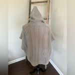 Acrobat 100% Cotton Oversized Zip Front Hooded Cable Knit Poncho Size XS… Tan Photo 7