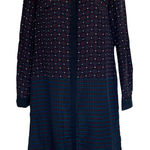 Ann Taylor  Blue Red Abstract Print Long Sleeve Sheath Dress Size 4 Office Work Photo 0