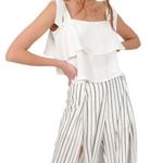 Tobi  White Layered Ruffled Adjustable Tie Strap Cropped Blouse Photo 0