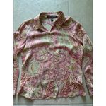 Ellen Tracy Vintage Ellen Tracy Silk Blouse Womens 12P Pink Paisley Luxury Career 90s Photo 2