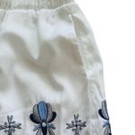 Miami Blue White Floral Embroidered Pockets Tie Pom Pom Hem Shorts Small NEW Photo 3