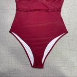 Cupshe  Ruffle One Piece Swimsuit Red Maroon Small Nwt Photo 6
