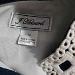 Jessica Howard Navy & White Stripe Crochet Trim Sleeveless Shift Dress Size 12 Photo 4