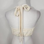 We Wore What  Cream Halter Crop Top Size Medium NWT Tie Neck Halter Top Photo 5