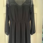 Almost Famous Black Long Sleeve Dress with lace top and sheer sleeves - size m Photo 3