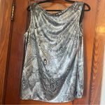 Vintage Abstract Patterned metallic Sleeveless Top Silver Size L Photo 2