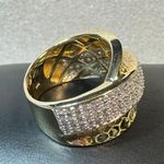 14KT Yellow Gold Honeycomb Half Eternity Pave Diamond Ring Size 7 Photo 3