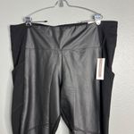 Peace & Pearls NWT  Black Faux Leather‎ Panel High Waist Pull On Leggings 3X Photo 3