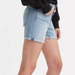 Levi's NWT Women's Mid Length Classic Blue Jean Shorts with Frayed Hem Size 28 Photo 1