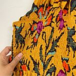 Haute Hippie  Mustard Yellow Floral Print Halter Smocked Boho Blouse L Sleeveless Photo 11