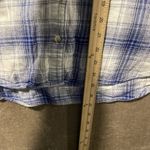 Old Navy  Shirt Womens Medium The Boyfriend Flannel Plaid Blue White Buttondown Photo 5