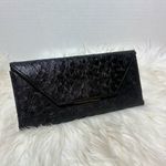 NAPOLEON PERDIS Black Ostrich Style Envelope Clutch Bag Photo 3