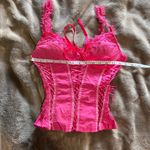 Renaissance Vintage Full Breast Hot Pink Tie Corset Tank Top Women’s Sz M EUC Size M Photo 3