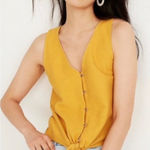 Madewell  Texture & Thread Mustard Tie-Front Tank Top Size Medium Photo 0