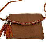 Vera Pelle Italian Leather Brown Crossbody Tassel Purse Photo 0