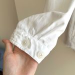 Democracy  White Denim Button Down Shirt Jacket w/ Raw Hem & Pockets, Size Small Photo 4