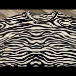 Grayson Threads Zebra Print Black White Short Sleeve Crop Top Large 100% Cotton Photo 1