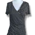 Talbots  XS Black White Polka Dot Faux Wrap Vneck Short Sleeve Top New With Tags Photo 0