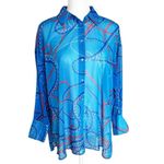 ZARA Blue Nautical Rope Oversized Button Down Collared Blouse Size Medium Photo 3