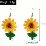 Cute Crochet Style Dangle Earrings Trendy‎ Sunflower Design Braiding Jewelry Yellow Photo 7
