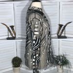 Berek Cocktail Blouse Zippered Sheer Mesh Black Gold Silver 3X Photo 2