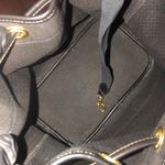 Dooney & Bourke DOONEY BOURKE Black Leather Nylon Drawstring Adjustable Bucket Shoulder Bag VTG Photo 15