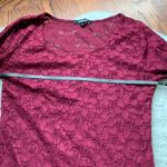 Ambiance Apparel Red Lace Scoopneck 3/4 Sleeve fitted knit Top Photo 3
