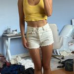 ZARA  White Denim Shorts High-Rise Photo 2