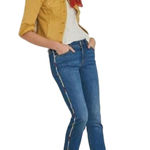 Anthropologie  Pilcro Slim Boyfriend Crop‎ Jeans Size 30 Embroidered Side Stripe Photo 0