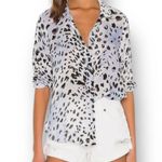 Bella Dahl Medium Black Ink Dots Button Down Blouse Artsy Art to Wear Abstract Photo 0