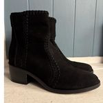 Chelsea and Violet Women’s Black Suede LUCY Crochet Detail Block Heel Booties Sz 6 Photo 3