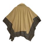 Le Moda Camel Color Fleece Cape Poncho Leopard Print Trim Mob Wife Retro Chic Tan Size L Photo 3
