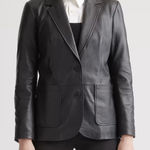 Quince  100% Leather Blazer in black Small Photo 0