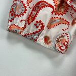 Croft & Barrow  Split Neck Shirt Dress Integrated Belt Red Orange Paisley Size XL Photo 10