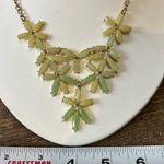 Vintage Mint Green Acrylic Flowers Statment Necklace Gold Tone Chain Photo 2