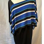 RB Collection Tank Dress with Attached Shawl SZ XL Black and Blue Stripes Photo 0