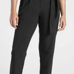 Athleta  Skyline Pant II Womens Sz 14 Paperbag Waist Pleated Tapered Black Belted Photo 0