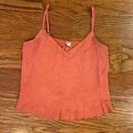 Aerie  Linen Spaghetti Strap Flowy Cropped Tank Blouse Size Medium V-Neck Ruffle Photo 1