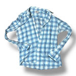 Faherty  Flannel Plaid Button Up Womens Size Medium Long Sleeve Blue White Photo 0