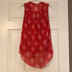Xhilaration Red and White Sheer Top with Neck Bow Size XS Photo 2