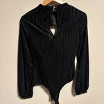 Lulus NWT  Always Alluring Striped Velvet Cutout Bustier Bodysuit- Size Small Photo 4