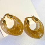 Boutique Chunky Oval Resin Hoop Earrings Gold Photo 0